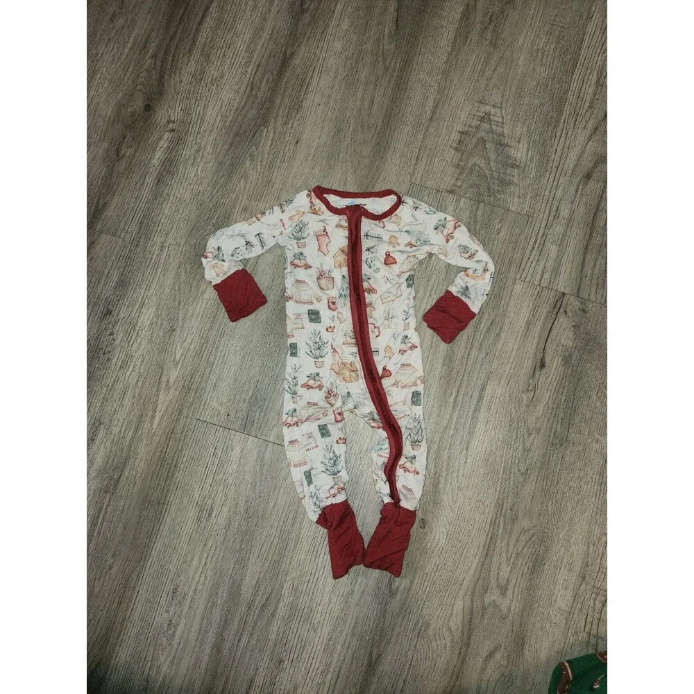 Little One Shop Red Merry Moments Christmas Bamboo Sleeper | 3-6 Months